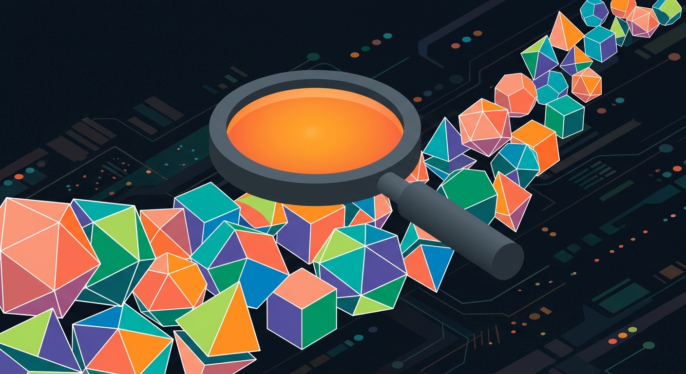Geometric illustration representing the parsing and tokenization of digital information.