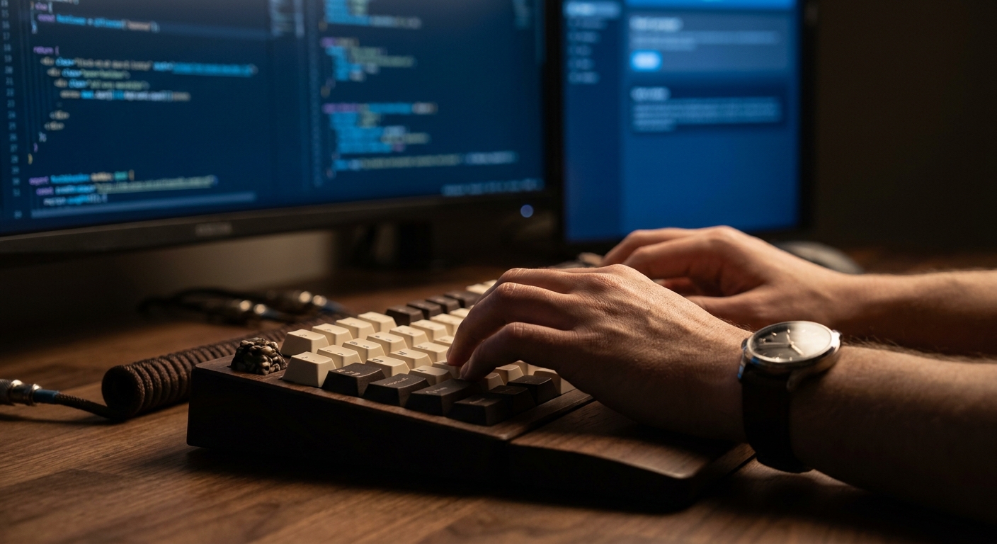 Developer writing code for an enterprise web application