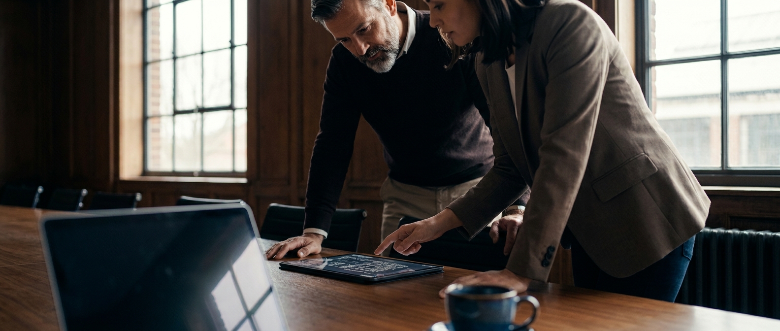 Professionals reviewing IT solution architecture
