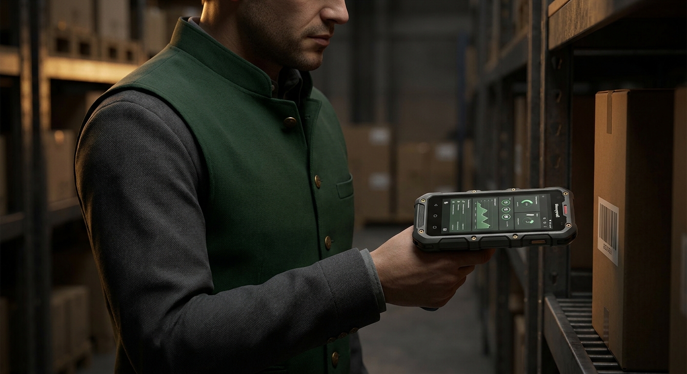 Logistics worker using a custom enterprise mobile application