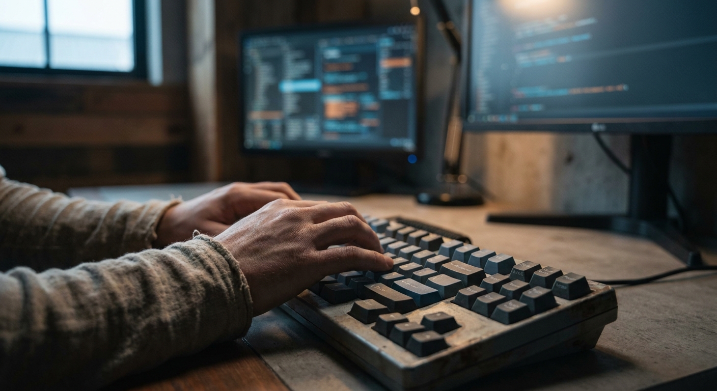 Software developer working on custom application code