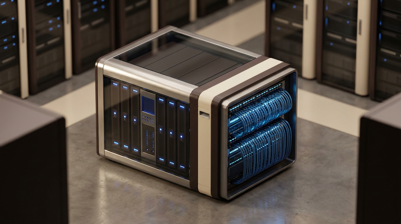 Modern database server rack representing data migration