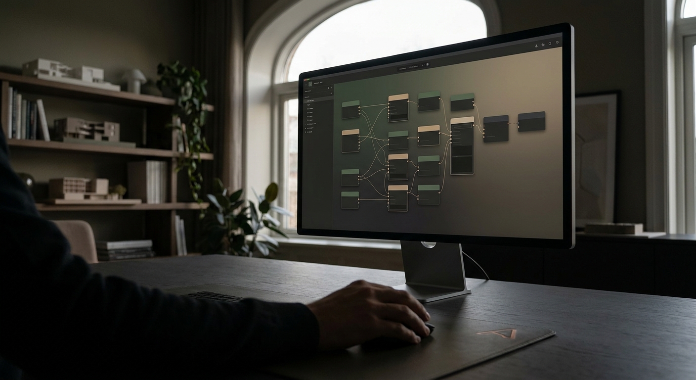 A developer screen showing a node-based agentic workflow routing system.