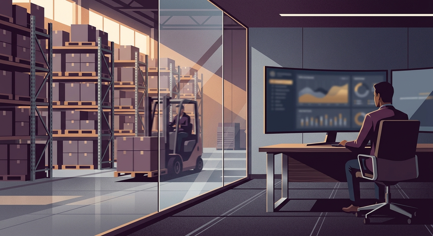 A visual representation of front-office sales connecting with back-office inventory operations.